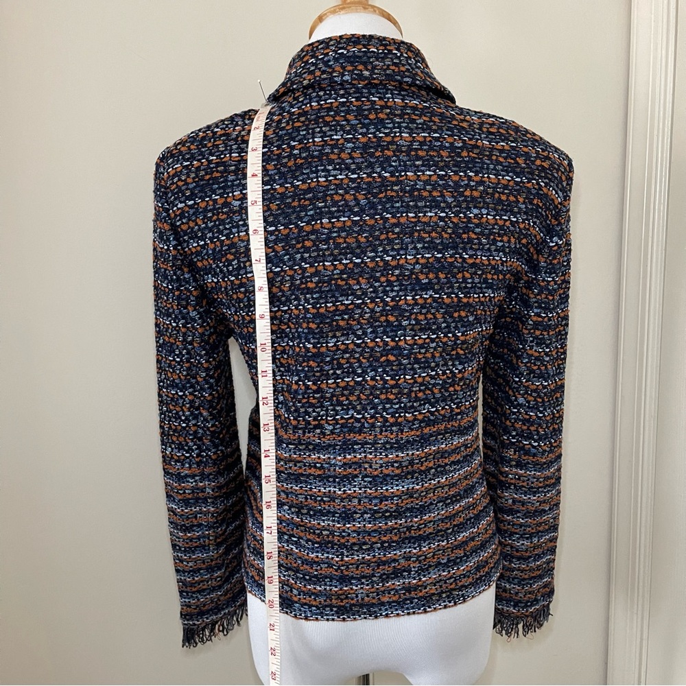St. John Navy and Copper Tweed Blazer with Floral Scarf - Picture 4 of 15